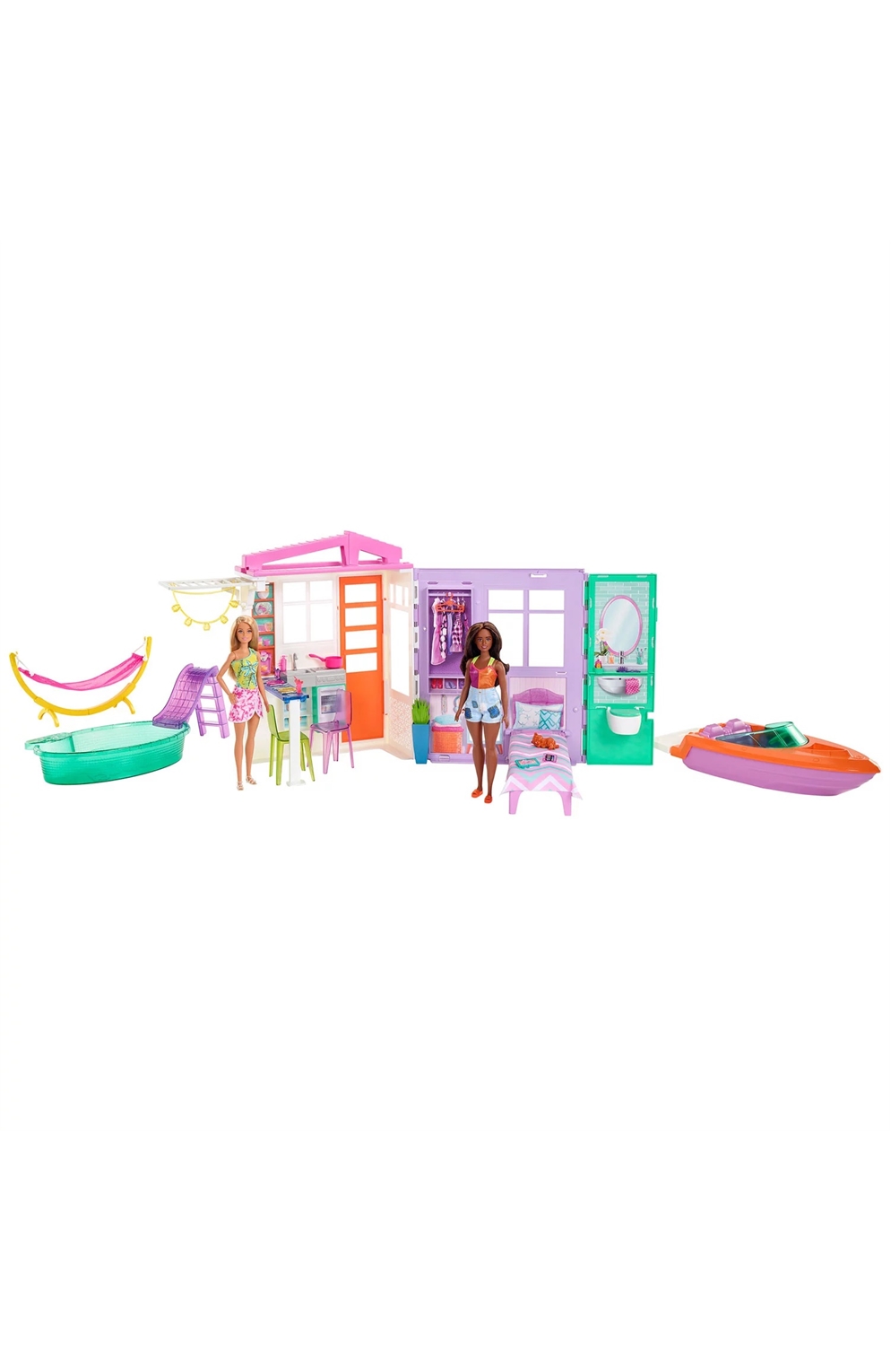 Barbie Beach House Bundle With 2 Dolls And Accessories