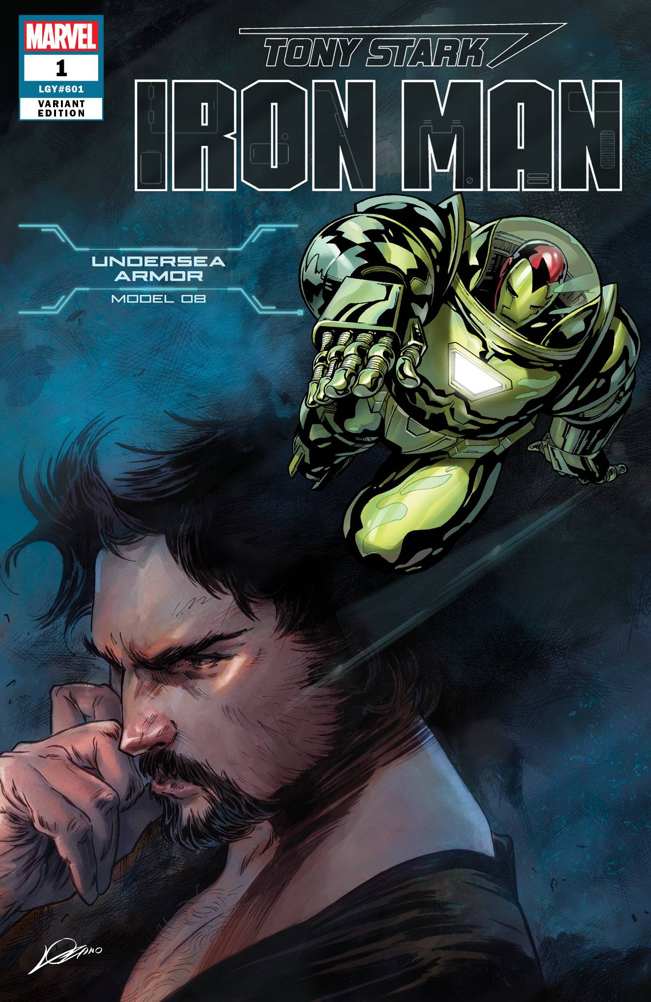 Tony Stark Iron Man #1 Undersea Armor Variant Alexander Lozano, Valerio Schiti (2018)