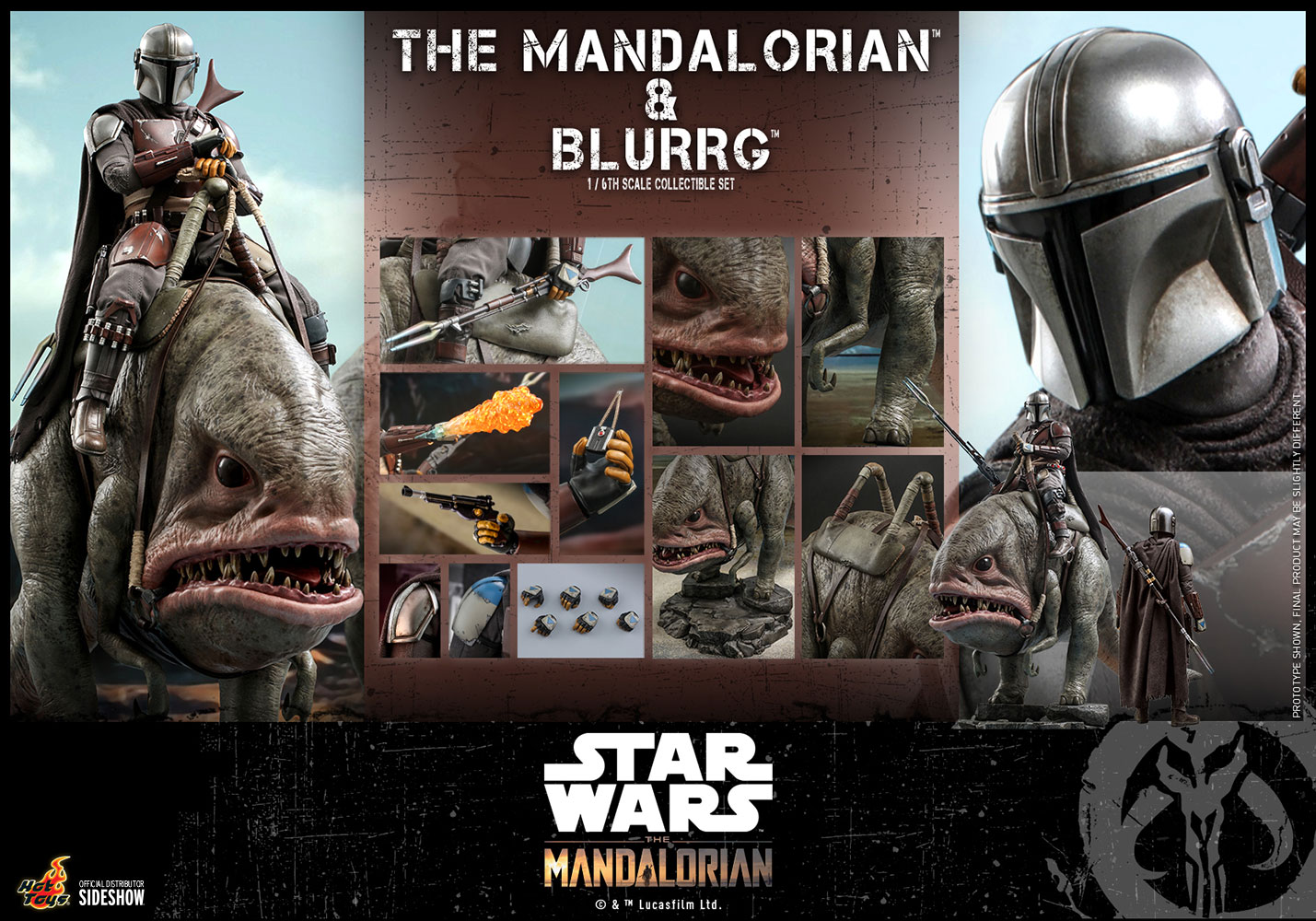 Preorder: Mandalorian & Blurrg Sixth Scale Figure Set By Hot Toys