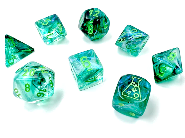 Chessex Lab Dice Borealis Kelp/Light-Green Luminary Polyhedral 7-Die Set