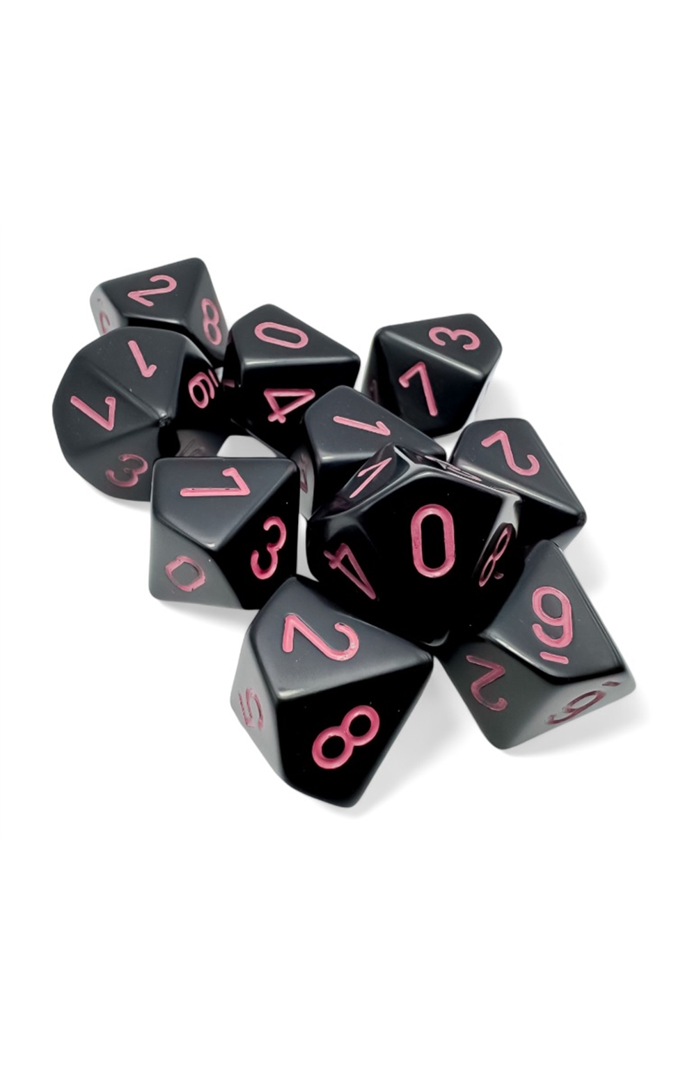 Chessex Opaque Black/Pink Polyhedral 7-Die Set