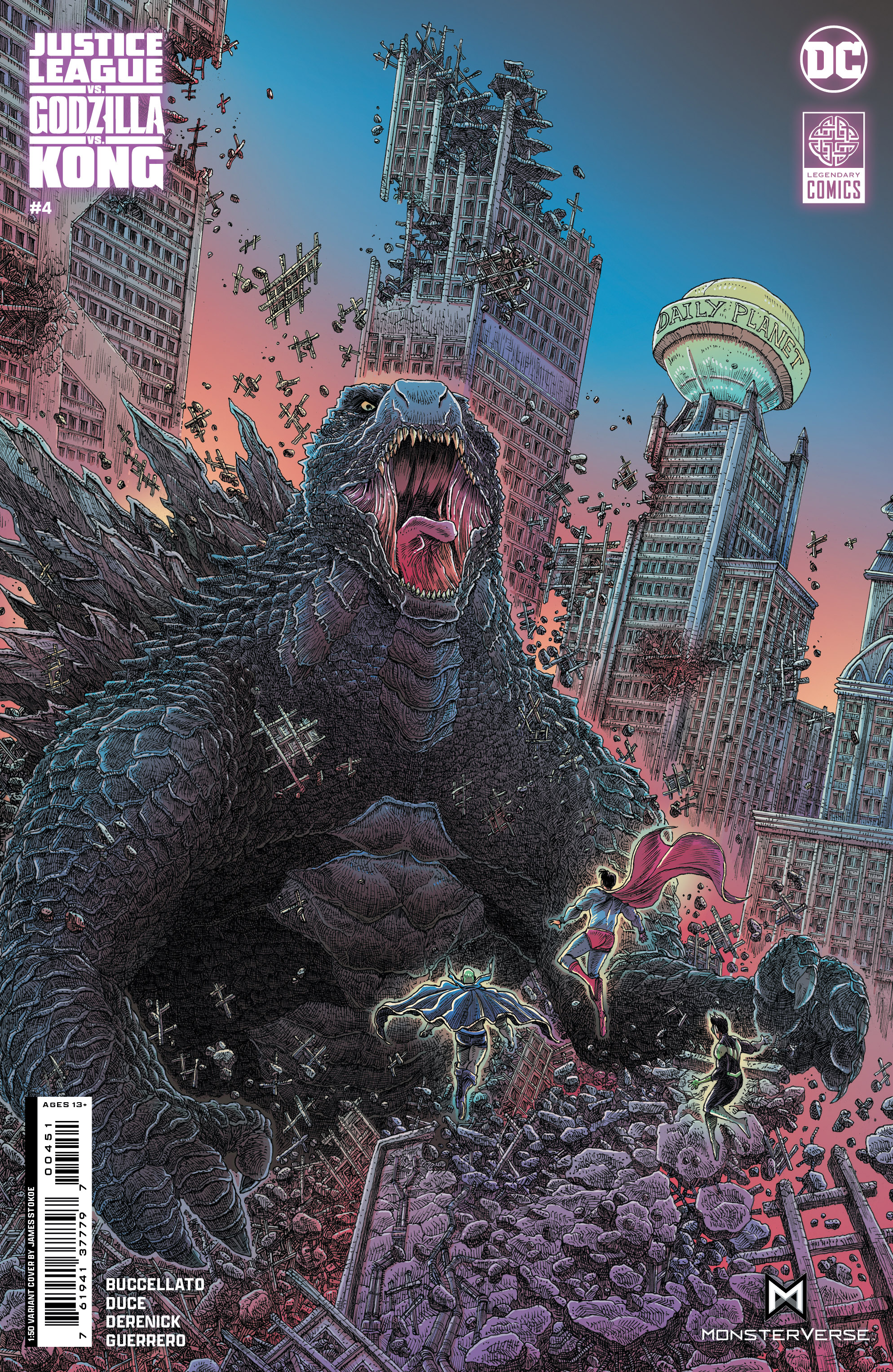 Justice League Vs Godzilla Vs Kong #4 Cover E 1 for 50 Incentive James Stokoe Card Stock Variant (Of 7)