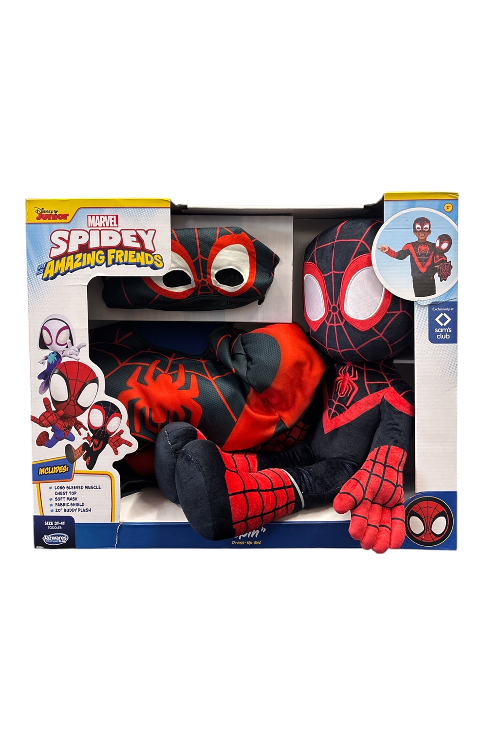 Spidey And His Amazing Friends, Toddler Costume W/ Plush Dress Up 3T-4T Miles "Spin" Morales 