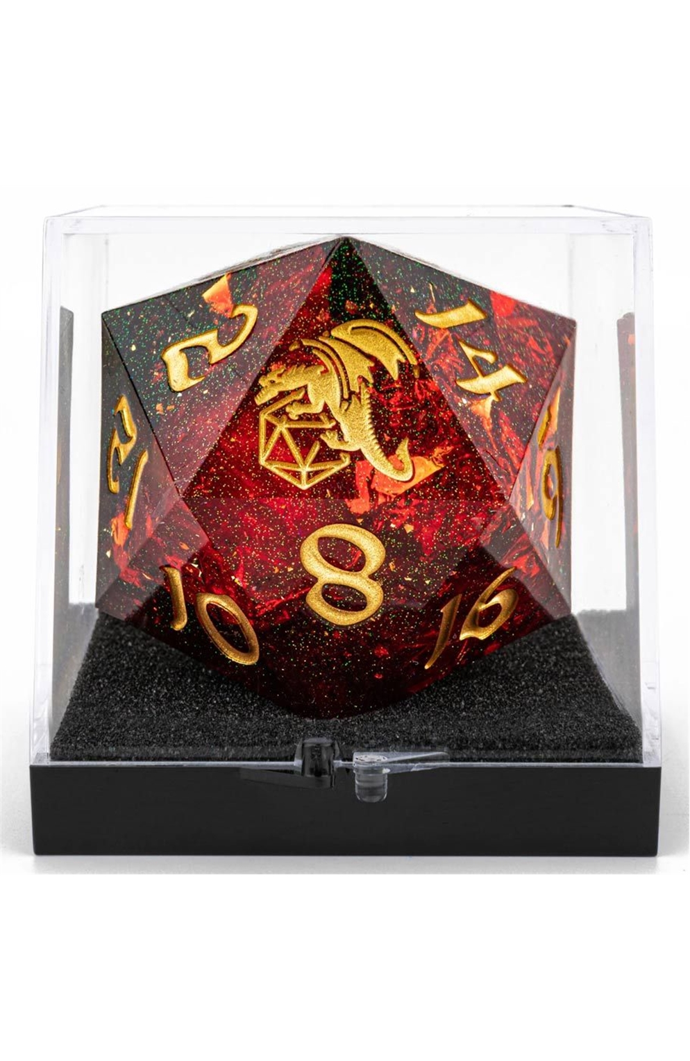 D20 55Mm Sharp Edged Resin Red/Gold