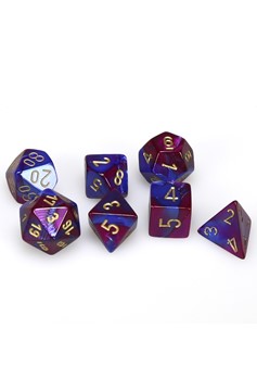 Dice Set of 7 - Chessex Gemini Blue & Purple with Gold Numerals CHX 26428