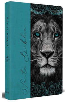 Biblia Rvr 1960 Letra Grande, Tamaño Manual, Tapa Dura De Tela León Aguamarina / Spanish Bible Rvr 1960 Handy Size Large Print Hardcover Cloth Lion Aquamari (Hardcover Book)