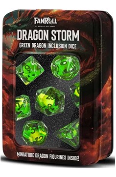 Fanroll: Dragon Storm Inclusion Resin Dice Set - Green Dragon (7Ct)