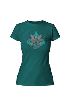 Captain Marvel Ladies Teal Logo Px T-Shirt Medium