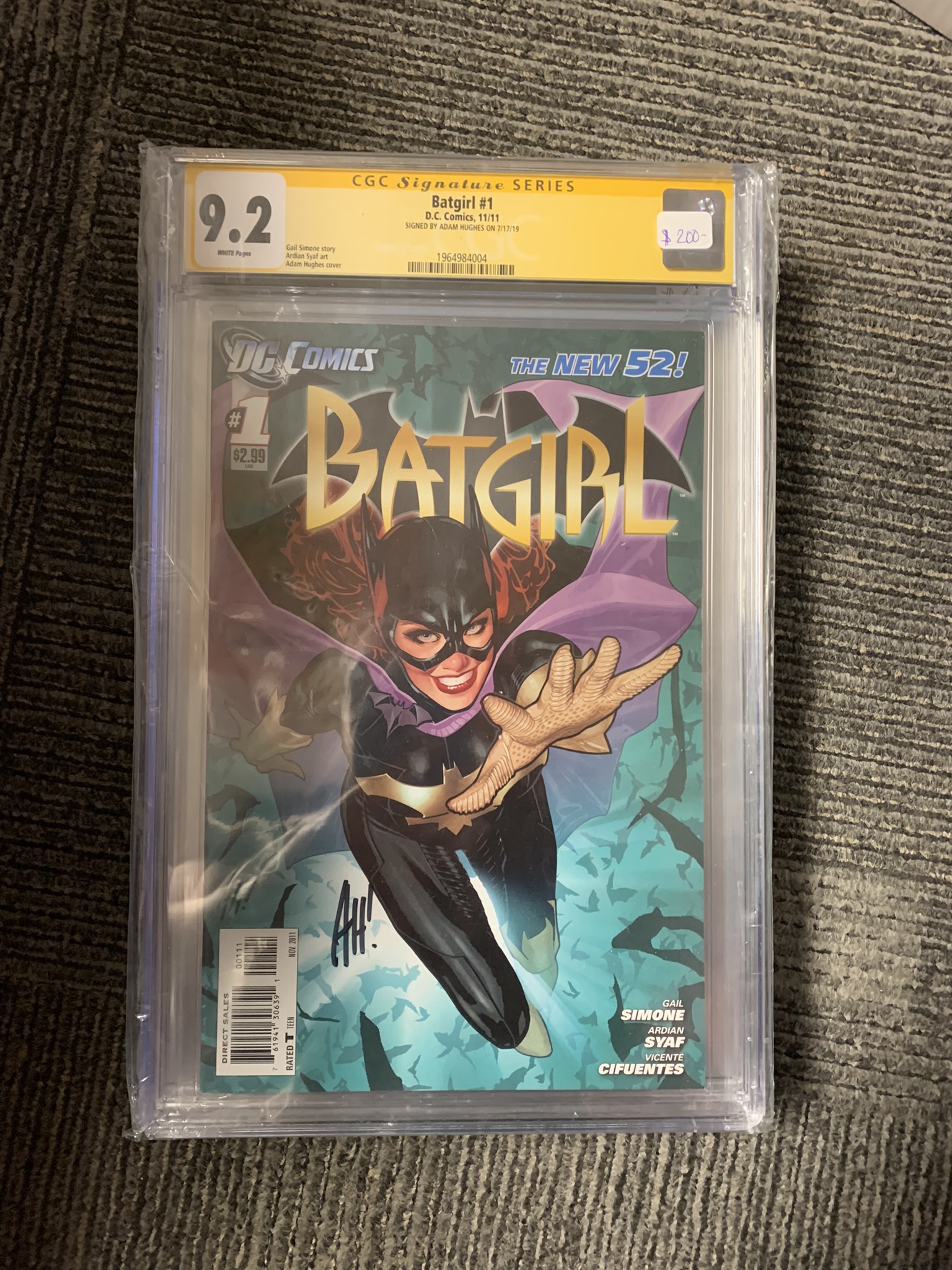 Batgirl #1 CGC 9.2 Signed By Adam Hughes