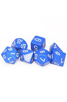 Dice Set of 7 - Chessex Opaque Blue with White Numerals