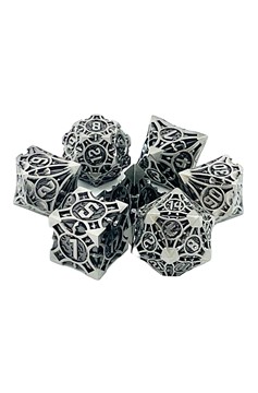 Old School 7 Piece Dnd Rpg Metal Dice Set: Gnome Forged - Ancient Silver