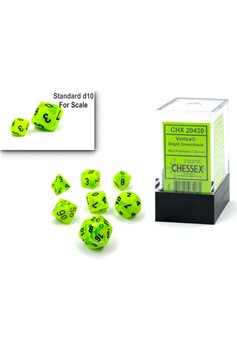 Chessex Vortex Mini Polyhedral 7 Die Set: Bright Green with Black Numerals