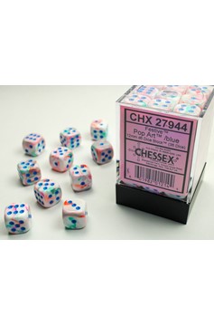 Chessex Dice: Festive Pop Art /blue 12mm D6 Dice Block (36)