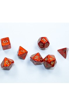 Chessex Dice: Scarab - Scarlet with Gold 7-Die Set