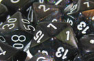 Dice Set of 7 - Chessex Borealis Smoke with Silver Numerals CHX 27428