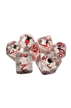 Old School 7 Piece Dnd Rpg Dice Set: Infused - Ghost - White