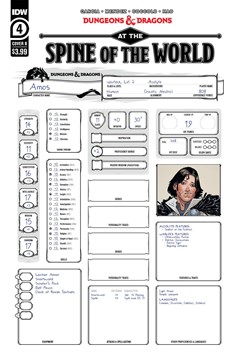 Dungeons & Dragons At Spine of World #4 Cover B Character Sheet (Of 4)