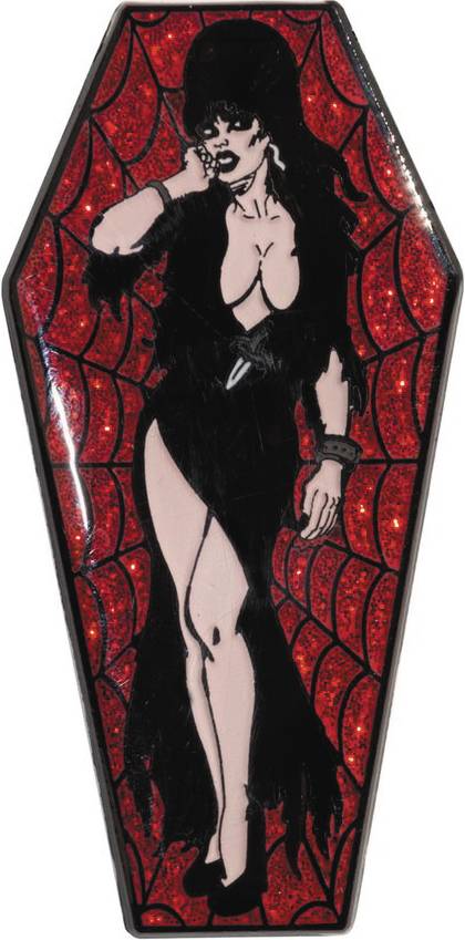 Elvira Red Coffin Lapel Pin