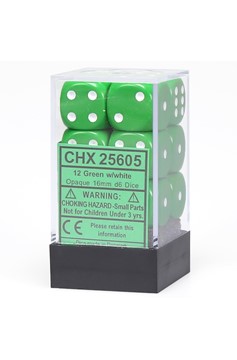 DICE D6 CHX25605 Opaque 16mm Green White (12)