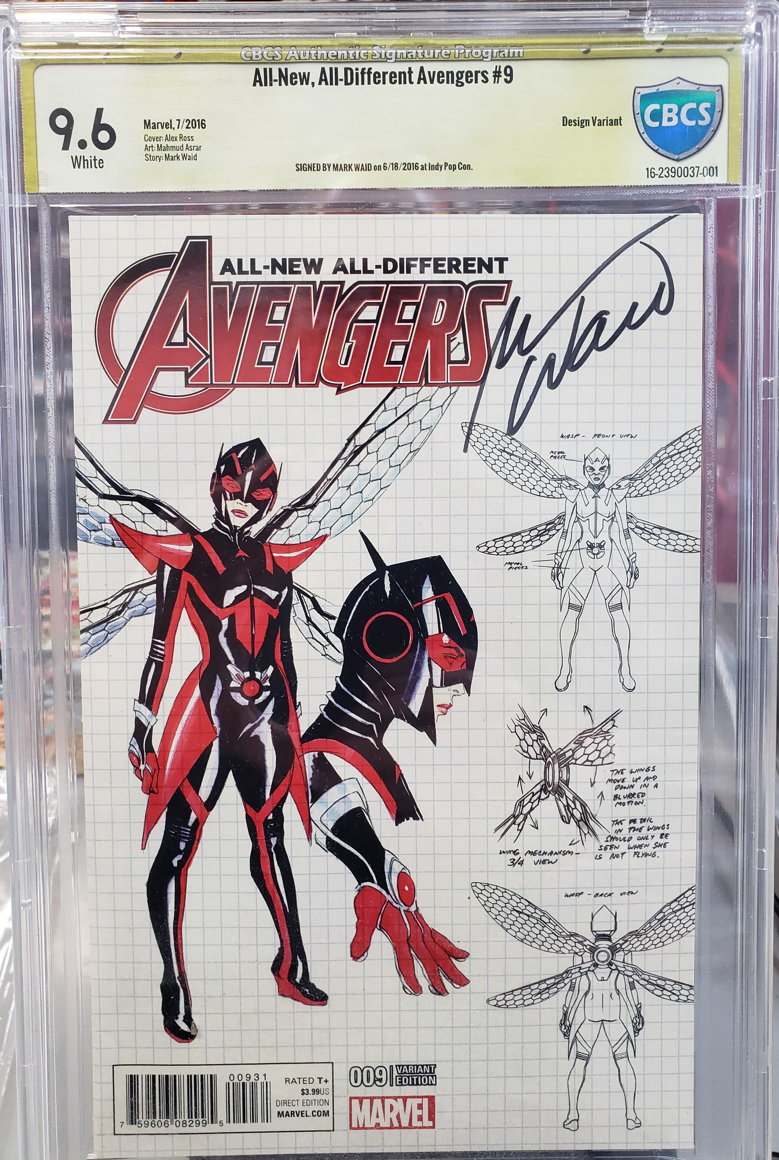 All New All Different Avengers #9 Cbcs 9.6 Signed By Mark Waid. Alex Ross Design Variant
