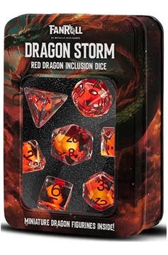 Fanroll: Dragon Storm Inclusion Resin Dice Set - Red Dragon (7Ct)