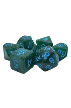 Old School 7 Piece Dnd Rpg Dice Set Galaxy - Forest Green Shimmer