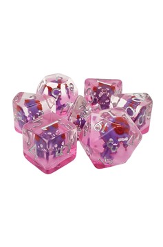 Old School 7 Piece Dnd Rpg Dice Set: Infused - Demon - Purple