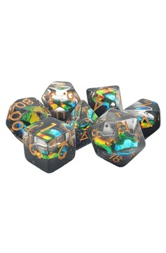 Old School 7 Piece Dnd Rpg Dice Set: Infused - Dragon Eye Temporal