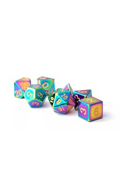Dice 7-set: 16mm Flame Torched Rainbow Metal