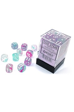 Block of 36 6-sided 12mm Dice - Chessex 27945 Nebula Wisteria with White Pips Luminary - Glows!