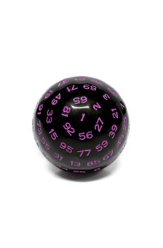 100 Sided Die - Black Opaque With Purple D100