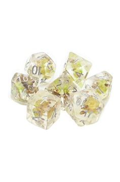 Old School 7 Piece Dnd RPG Dice Set Infused - Green Flower