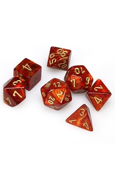 Dice Set of 7 - Chessex Scarab Scarlet with Gold Numerals