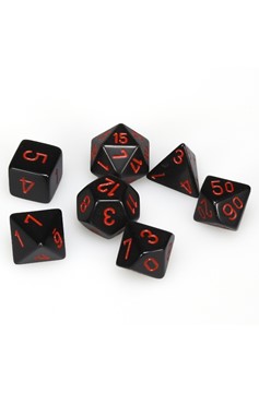 Dice Set of 7 - Chessex Opaque Black with Red Numerals CHX 275418