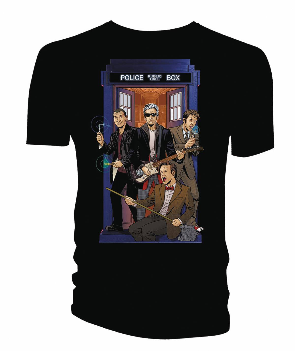 Doctor Who 4 Doctors Band Px Black T-Shirt XXL