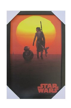 Star Wars Bb8 And Rey Sunset 11x17 Framed Print