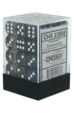 DICE D6 CHX23808 Translucent 12mm Smoke White (36)