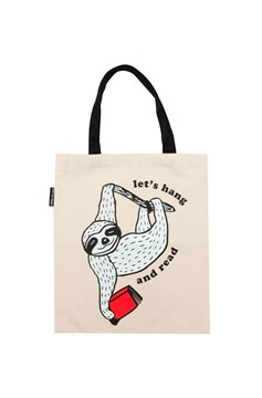 Book Sloth Let's Hang And Read Tote Bag