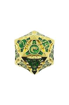 Old School 40Mm D20 Metal Die: Gnome Forged - Gold W/ Green