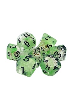 Old School 7 Piece Dnd Rpg Dice Set Infused - Skull Green