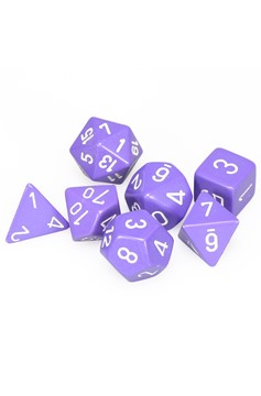 Chessex Opaque Purple with White Numerals 7 Die Set