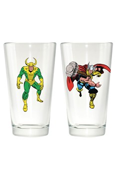 Marvel Comics Loki & Thor Clear Pint Glass