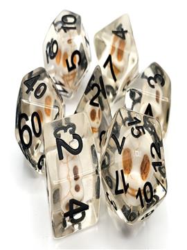 Old School 7 Piece Dnd RPG Dice Set Infused - White Skull