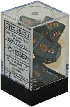 Dice Set of 7 - Chessex Opaque Dark Grey with Copper Numerals CHX 25420
