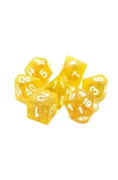 Old School 7 Piece Dnd RPG Dice Set Infused - Frosted Firefly - Yellow W/ White