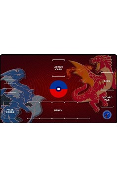 Red and Blue Dragon with Pokemon Compatible Zones - Playmat