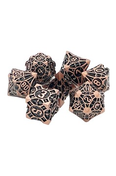 Old School 7 Piece Dnd Rpg Metal Dice Set: Gnome Forged - Ancient Bronze