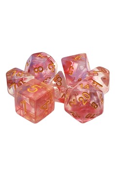 Old School 7 Piece Dnd Rpg Dice Set: Nebula - Rose Red Swirl