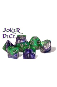 Gate Keeper Games Halfsies Dice: 7-Die Polyhedral Set “Joker” (Puzzling Purple & Grin Green) in Dice