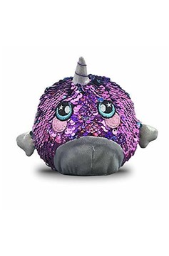 Squeezamals, Shelby Sparkle Narwhal, Super-Squishy Foam With Two-Sided Sequins